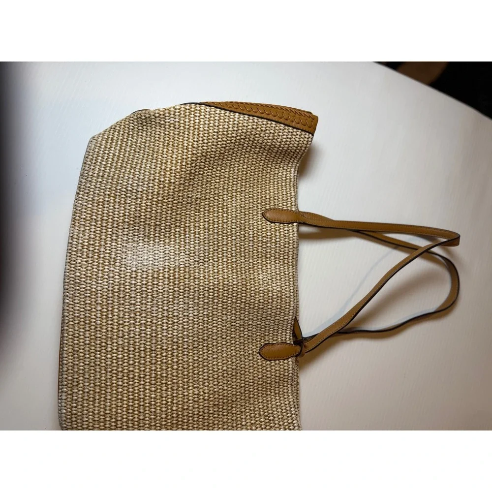 Aimee Kestenberg All For Love Convertible Leather Shopper Raffia/Latte Tote Bag